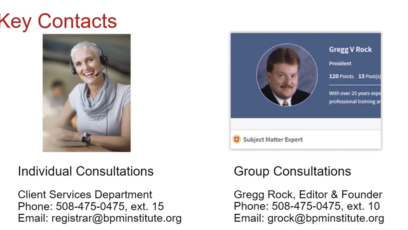 Key Contacts example