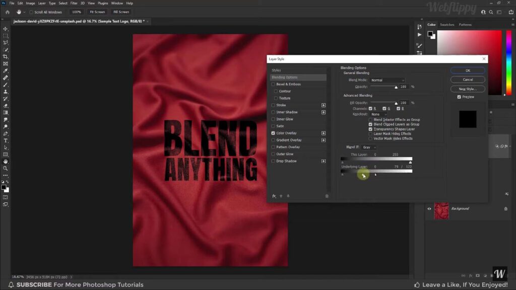 Process of creating blend effect in Photoshop